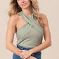 BiBi Rib Knit Cross Neck Banded Top - Farnelli
