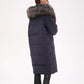 Rei Genuine Fur Trim Hooded Down Coat in Navy