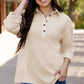 Arianna Waffle  Half Button Top. - Farnelli
