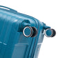 HouseOfZazla blue 4-piece hard case luggage set with spinner wheels and matching cosmetic case