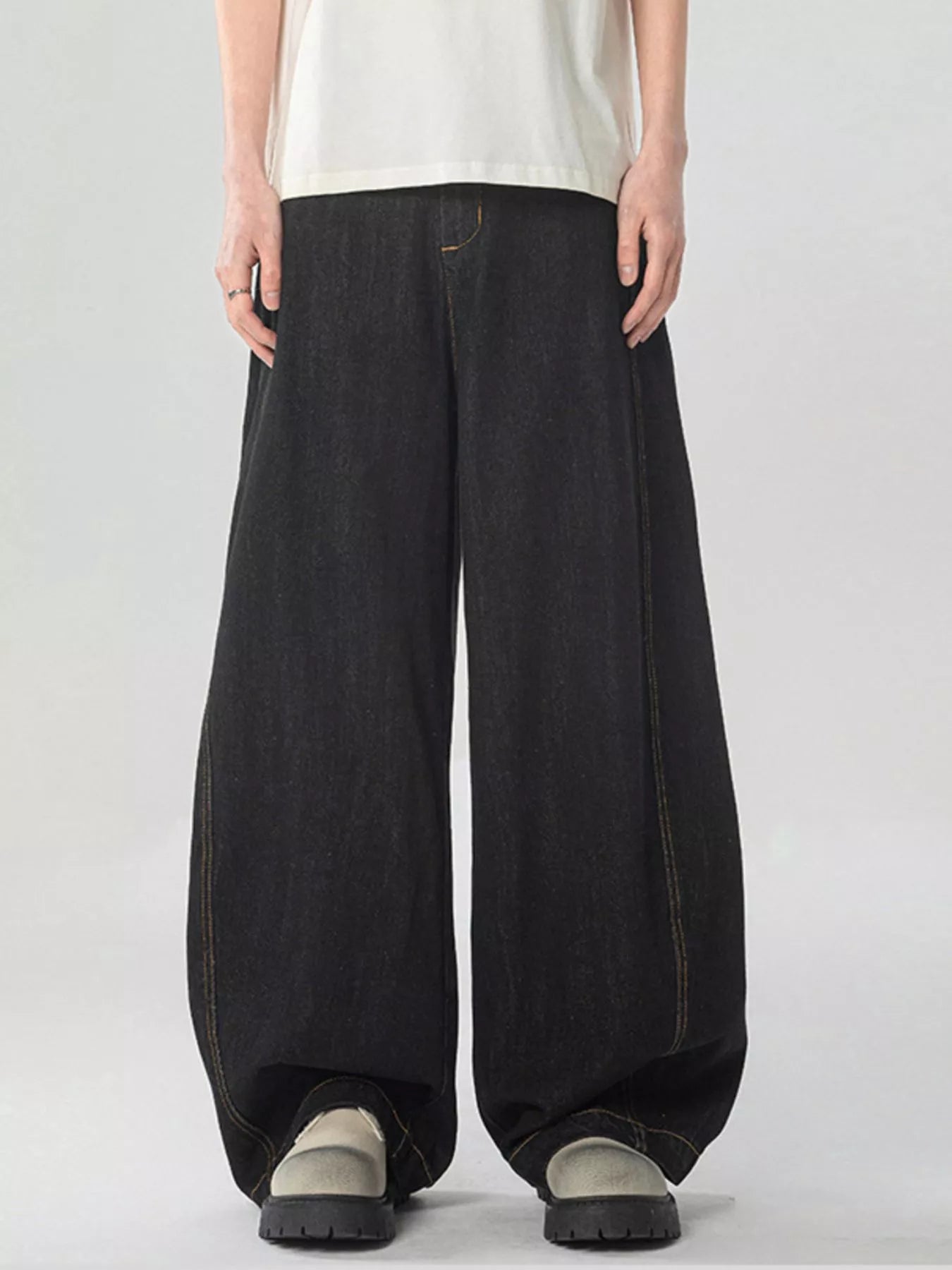 Men's Washed Wide Leg Jeans - Farnelli