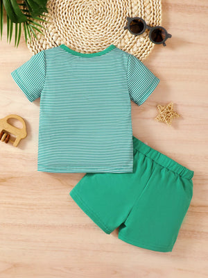 Children's Monkey Striped Top and Shorts Set - Farnelli