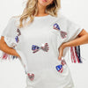 BiBi American Flag Sequin Ribbon T-Shirt - OFF WHITE