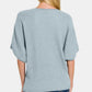 Zenana V-Neck Short Sleeve Dolman Sweater - Farnelli