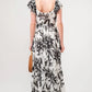And The Why Ruffled Sleeve Tiered Floral Print Maxi Dress - Farnelli