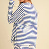 Aemi+Co Drawstring Contrast Striped Shorts - BLUE