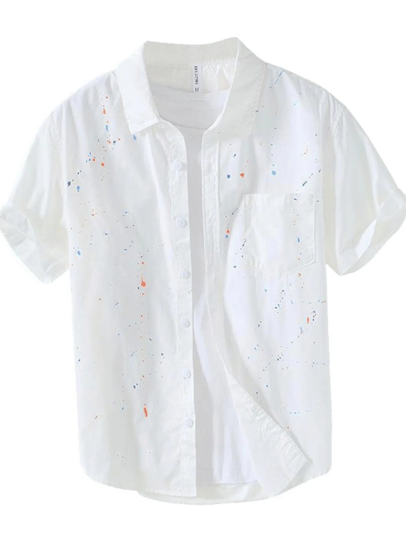 Men's Plus Size Casual Paint Splatter Short Sleeve Button-Up Shirt - Farnelli