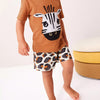 Children's Zebra Face Tee and Shorts Set - Terracotta