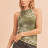 Aemi + Co Ribbed Tie-Dye Round Neck Tank - Matcha Green