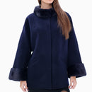 Alaska® Outerwear Genuine Mink Fur Virgin Wool Coat featuring a plush fur collar and tailored fit, displayed on a hanger.