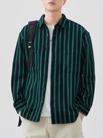 Men's Plus Size Striped Button Up Long Sleeve Shirt - Farnelli
