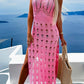 Openwork Slit Scoop Neck Sleeveless Cover Up - Farnelli