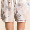 BiBi Tie Dye Terry Shorts with Drawstring - TAUPE