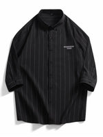 Men's Plus Size Striped Button-Down Casual Shirt - Farnelli