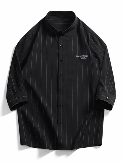 Men's Plus Size Striped Button-Down Casual Shirt - Farnelli