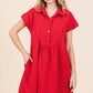 Mittoshop Twill Short Sleeve Collared Mini Dress - Farnelli