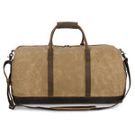 Double Oak Essentials weekender travel bag with leather handles and spacious main compartment, suitable for short trips and travel.