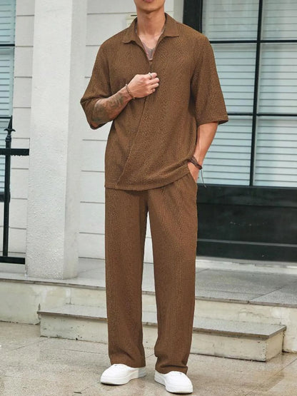 Men's Plus Size Half Sleeve Top and Pants Set - Farnelli