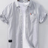 Men's Plus Size Short Sleeve Button-Up Shirt - Grey