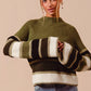 SO ME Multi Color Striped Mock Neck Sweater - Farnelli
