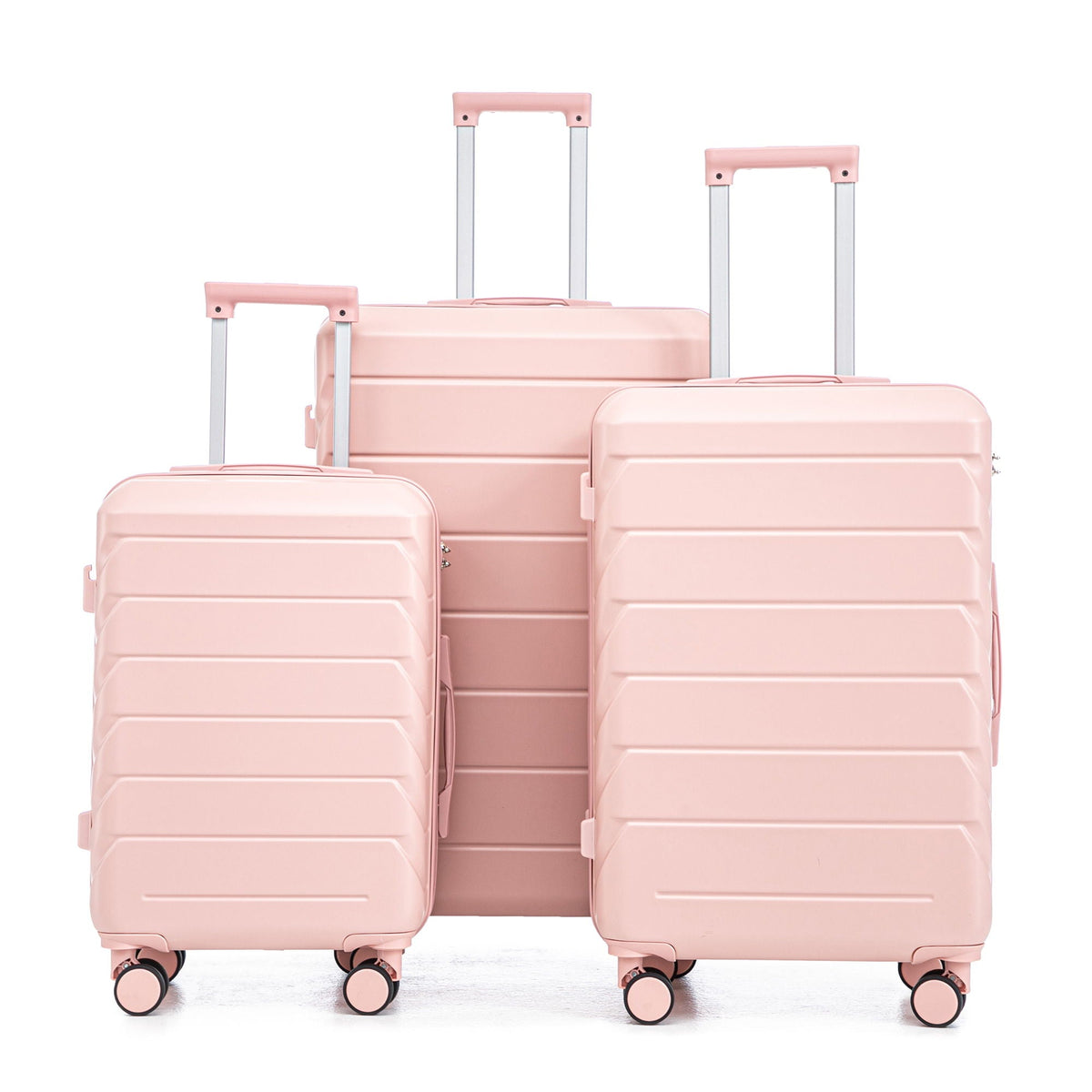 HouseOfZazla 3-piece spinner wheel luggage set with combination locks in assorted sizes