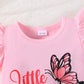 Children's Little Sister Butterfly Print Ruffle Trim Set - Farnelli