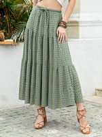 Boho Print Tiered Maxi Skirt - Farnelli