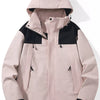 Men's Full Size Color Block Windproof Hooded Jacket Plus Size - Blush Pink