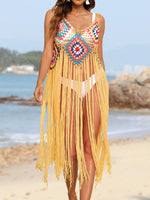 Fringe Spaghetti Strap Cover-Up - Farnelli