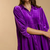 Umgee Full Size Button Down Tiered Back High Low Shirt - Violet