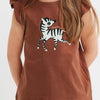 Children's Zebra Ruffle Cap Sleeve Top - Burgundy
