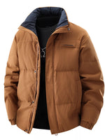 Men's Plus Size Textured Puffer Jacket with Pockets - Farnelli