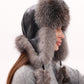 Genuine Silver Fox Fur Genuine Leather Hat