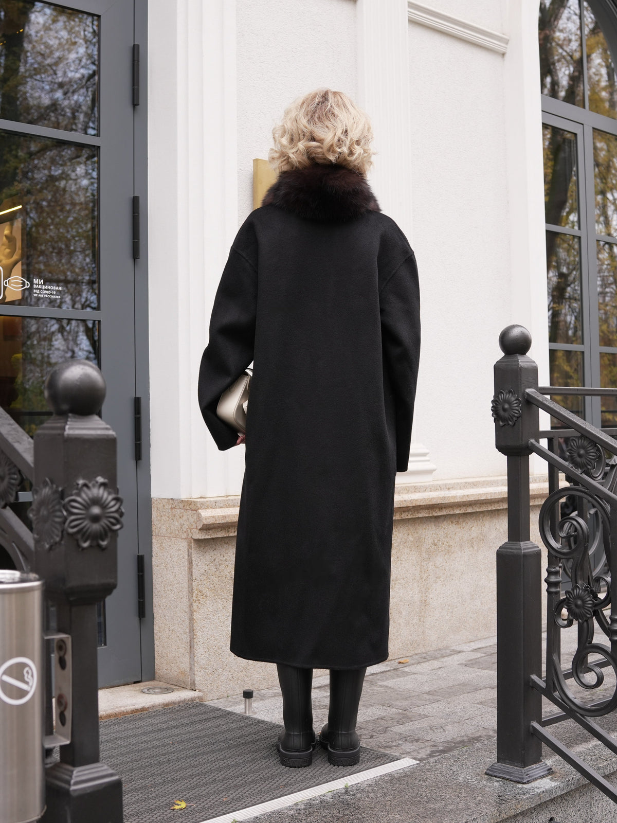 Brackley Alaska Outerwear Company genuine polar fox fur double-face coat in a luxurious full-length design