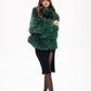 Reversible Genuine Silver Fox  Down Fill Coat in Emerald