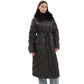 Riley Genuine Fur Trim Down Fill Coat in Black