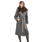 Boston Genuine Silver Fox Cashmere Blend Double-Face Coat in Grey Melange