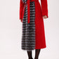Genuine Silver Fox Virgin Wool Wrap Coat in Red