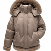 Genuine Polar Fox Down Fill Coat - Cappuccino