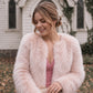 Blush Faux Fur Bridal Jacket with pockets (Anna Blu07)