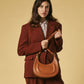 Ornella (cognac) - Italian calf leather women's crossbody bag (with shoulder strap)