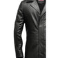 Men’s Dark Brown Leather Hooded Coat