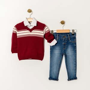 Navy Nice Sweater Jeans Set - Farnelli