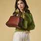 Zita (brown) - Italian calf leather women's handbag (with shoulder strap)