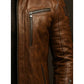 Yahya Leather Brown Long Coat - Men Long Coat Brown