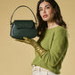 Ottavia (green) - Italian calf leather women's crossbody bag (with shoulder strap)