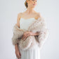 Blush with Black Tips Faux Fur Shawl (Butterfly Blu02)