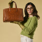 Valentina (cognac) - Italian calf leather women's handbag (with shoulder strap)