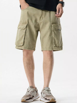 Men's Plus Size Loose Fit Cargo Denim Shorts - Farnelli