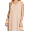 Zenana Raised Rib Sleeveless Mini Dress - SAND